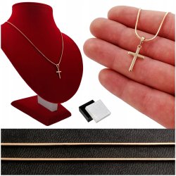 ŁAŃCUSZEK ZŁOTY ŻMIJKA Z KRZYŻYKIEM DELIKATNY KLASYCZNY 18K + GRAWER 45 CM