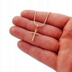 ŁAŃCUSZEK ZŁOTY ZMIJKA Z KRZYŻYKIEM 18K + GRATISY NA PREZENT DLA SYNOWEJ