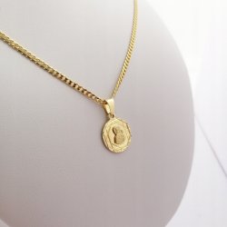 DAMSKI ZŁOTY NASZYJNIK Z ZAWIESZKĄ 925/585 GRAWER
