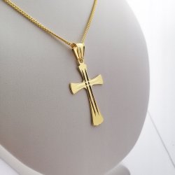 DAMSKI ZŁOTY NASZYJNIK Z ZAWIESZKĄ 925/585 GRAWER