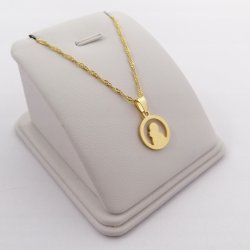 DAMSKI ZŁOTY NASZYJNIK Z ZAWIESZKĄ 925/585 GRAWER