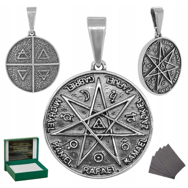 SREBRNY MEDALIK PIECZĘĆ TALIZMAN AMULET SIEDMIU ARCHANIOŁÓW DUŻY PRÓBA 925