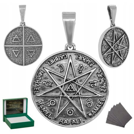 SREBRNY MEDALIK PIECZĘĆ TALIZMAN AMULET SIEDMIU ARCHANIOŁÓW DUŻY PRÓBA 925