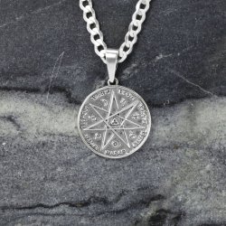 SREBRNY MEDALIK PIECZĘĆ TALIZMAN AMULET SIEDMIU ARCHANIOŁÓW DUŻY PRÓBA 925