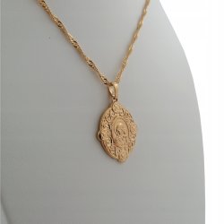 ZŁOTY ŁAŃCUSZEK SINGAPUR + MEDALIK MATKA BOSKA 18K NA 30 40 50 60 URODZINY