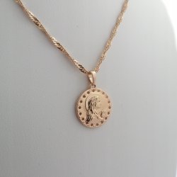 ZŁOTY ŁAŃCUSZEK SINGAPUR + MEDALIK MARYJA 18K 60cm