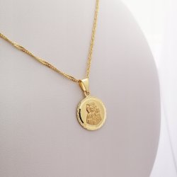 ZŁOTY ŁAŃCUSZEK + MEDALIK MATKA BOSKA 925 PREZENT KOMUNIA CHRZEST + GRAWER