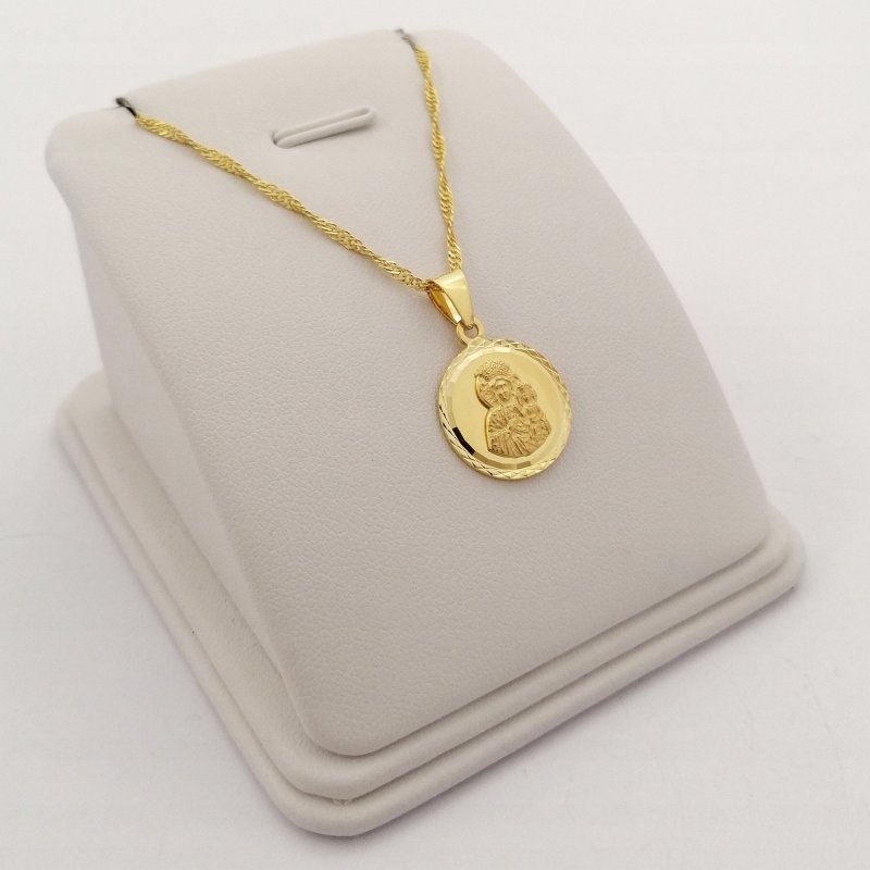 ZŁOTY ŁAŃCUSZEK + MEDALIK MATKA BOSKA 925 PREZENT KOMUNIA CHRZEST + GRAWER