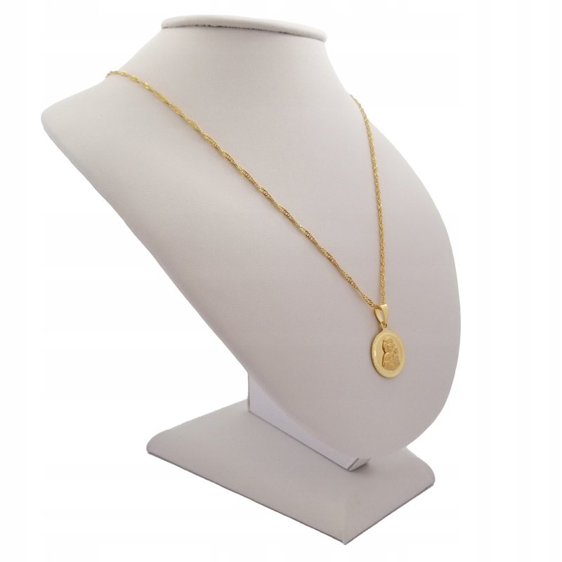 SREBRNY ŁAŃCUSZEK + MEDALIK 925 PREZENT DLA DZIEWCZYNKI NA KOMUNIĘ + GRAWER