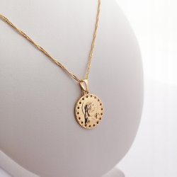 ZŁOTY ŁAŃCUSZEK+MEDALIK ZE STALI CHIRURGICZNEJ 18K