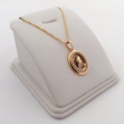 ZŁOTY ŁAŃCUSZEK+MEDALIK ZE STALI CHIRURGICZNEJ 18K