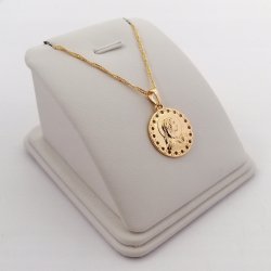 ZŁOTY ŁAŃCUSZEK+MEDALIK ZE STALI CHIRURGICZNEJ 18K
