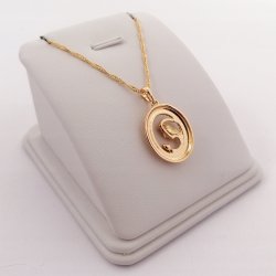 ZŁOTY ŁAŃCUSZEK+MEDALIK ZE STALI CHIRURGICZNEJ 18K