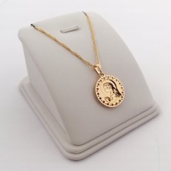 ZŁOTY ŁAŃCUSZEK+MEDALIK ZE STALI CHIRURGICZNEJ 18K