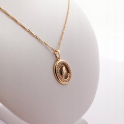 ZŁOTY ŁAŃCUSZEK+MEDALIK ZE STALI CHIRURGICZNEJ 18K
