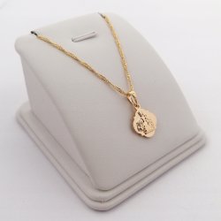 ZŁOTY ŁAŃCUSZEK+MEDALIK ZE STALI CHIRURGICZNEJ 18K