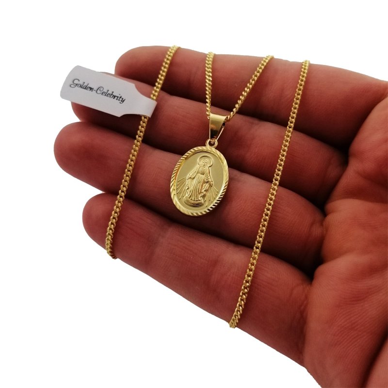 ZŁOTY ŁAŃCUSZEK ZAWIESZKA MEDALIK PRÓBA 925 + 585