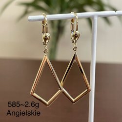 DAMSKIE ZJAWISKOWE ZŁOTE KOLCZYKI WISZĄCE PR. 585