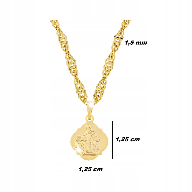 ZŁOTY ŁAŃCUSZEK + ZAWIESZKA MEDALIK 18K PREZENT