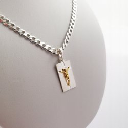 SREBRNY ŁAŃCUSZEK Z MEDALIKIEM 4,5mm 925 + GRAWER
