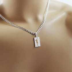 SREBRNY ŁAŃCUSZEK Z MEDALIKIEM 4,5mm 925 + GRAWER
