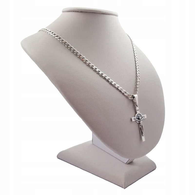 MĘSKI SREBRNY NASZYJNIK Z KRZYŻYKIEM PR.925 55CM