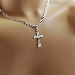 SREBRNY MĘSKI ŁAŃCUSZEK PANCERKA Z KRZYŻYKIEM 925