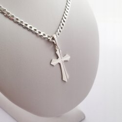 ELEGANCKI SREBRNY NASZYJNIK Z KRZYŻYKIEM + GRAWER