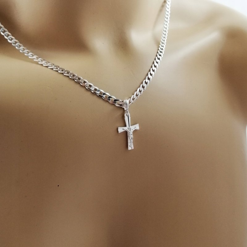 NASZYJNIK MĘSKI SREBRNY KRZYŻ PRÓBA 925 DLA NIEGO