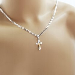 SREBRNY ŁAŃCUSZEK Z KRZYŻEM PREZENT DLA FACETA