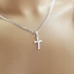 ELEGANCKI MĘSKI ŁAŃCUSZEK Z KRZYŻYKIEM 925 GRAWER