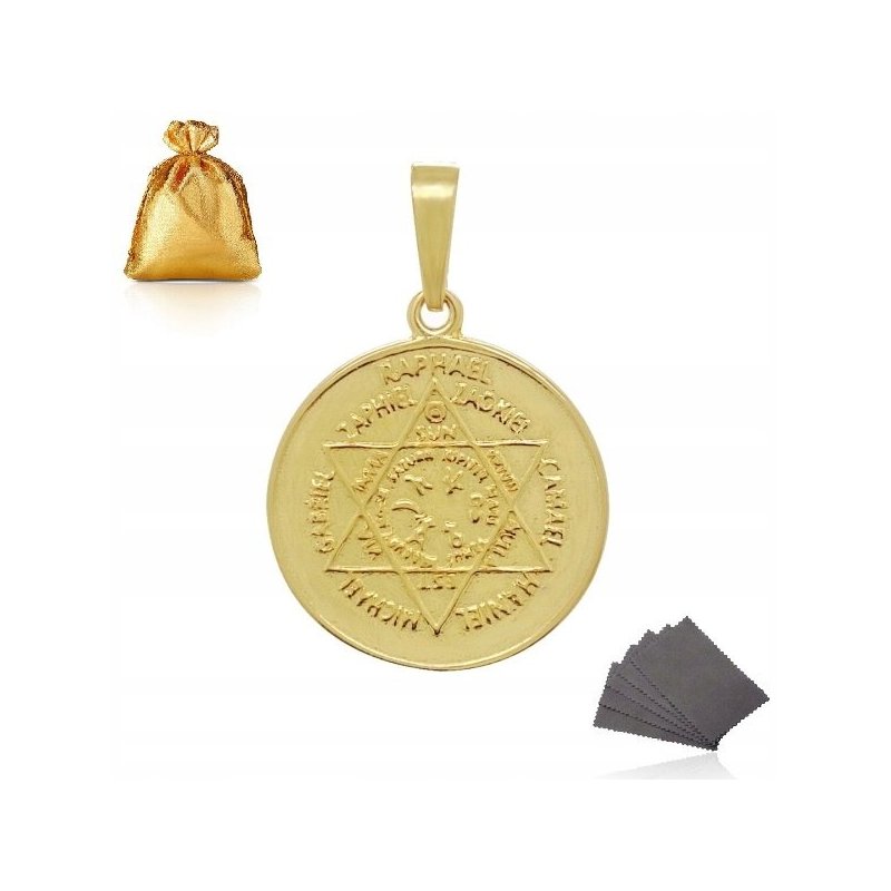ZŁOCONY MEDALIK ZAWIESZKA PIECZĘĆ AMULET SIEDMIU ARCHANIOŁÓW SREBRO 925/585