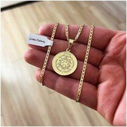 ZŁOCONY MEDALIK ZAWIESZKA PIECZĘĆ AMULET SIEDMIU ARCHANIOŁÓW SREBRO 925/585
