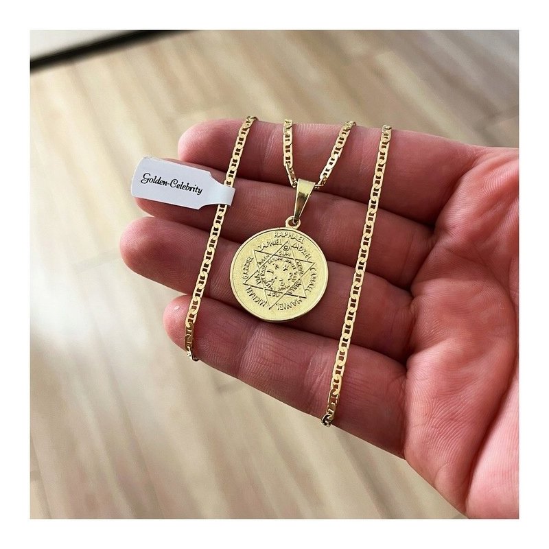 ZŁOCONY MEDALIK ZAWIESZKA PIECZĘĆ AMULET SIEDMIU ARCHANIOŁÓW SREBRO 925/585
