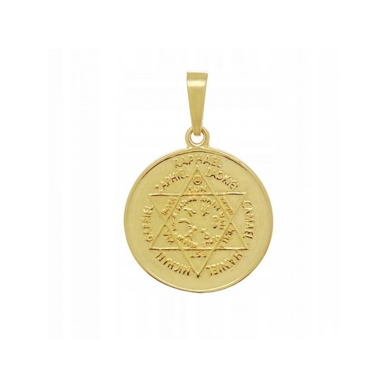 ZŁOCONY MEDALIK ZAWIESZKA PIECZĘĆ AMULET SIEDMIU ARCHANIOŁÓW SREBRO 925/585