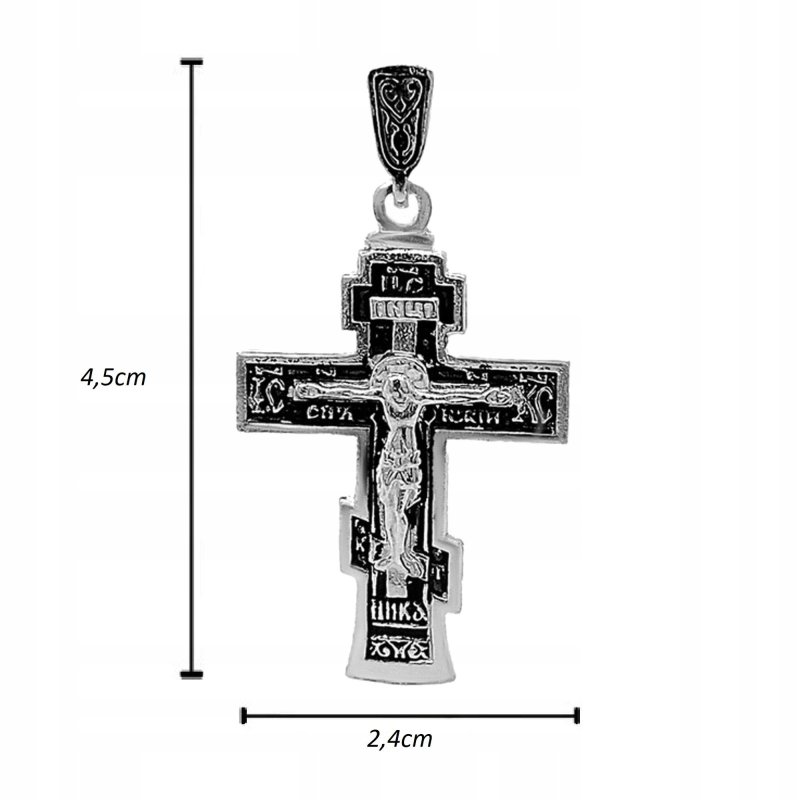 SREBRNY KRZYŻYK OKSYDOWANY PRAWOSŁAWNY PRÓBA 925