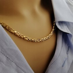 ŁAŃCUSZEK KRÓLEWSKI SREBRO 925 + ZŁOTO 585 PREZENT NA 50 60 70 80 URODZINY