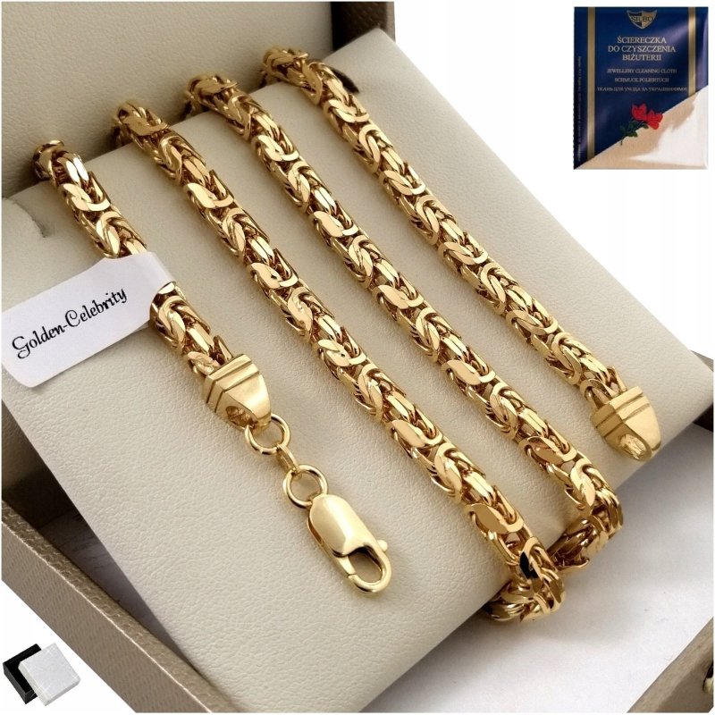 ŁAŃCUSZEK KRÓLEWSKI SREBRO 925 + ZŁOTO 585 PREZENT NA 50 60 70 80 URODZINY