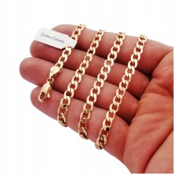 ZŁOTY MĘSKI ŁAŃCUSZEK PANCERKA 50cm/5mm 18k+GRAWER