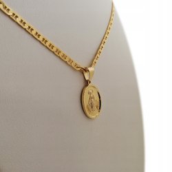 ZŁOTY ŁAŃCUSZEK GUCCI + CUDOWNY MEDALIK 925 GRAWER DLA DZIEWCZYNKI KOMUNIA