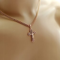 ZŁOTY ŁAŃCUSZEK BISMARK Z KRZYŻYKIEM 4MM +GRAWER