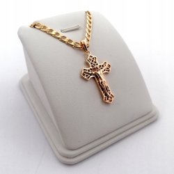 ZŁOTY ŁAŃCUSZEK PANCERKA Z KRZYŻYKIEM 4MM +GRAWER