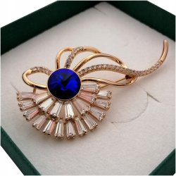ZŁOTA BROSZKA SAPPHIRE CRYSTAL PREZENT + GRAWER