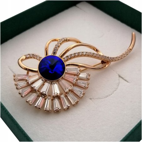 ZŁOTA BROSZKA SAPPHIRE CRYSTAL PREZENT + GRAWER