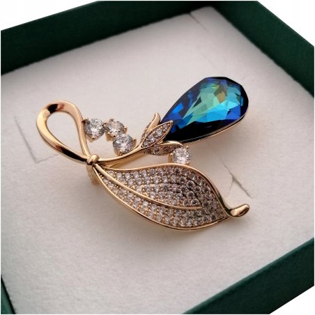 ZŁOTA BROSZKA VITRAIL LIGHT CRYSTAL PREZENT+GRAWER