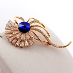 ZŁOTA BROSZKA SAPPHIRE CRYSTAL PREZENT + GRAWER
