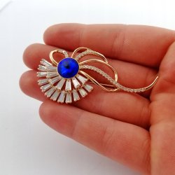 ZŁOTA BROSZKA SAPPHIRE CRYSTAL PREZENT + GRAWER