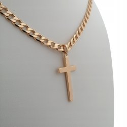 ZŁOTY ŁAŃCUSZEK PANCERKA+KRZYŻ 60CM 18K