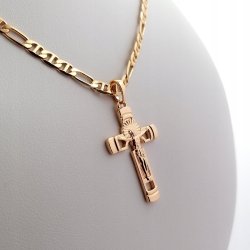 MĘSKI ZŁOTY ŁAŃCUSZEK Z KRZYŻYKIEM 18K NA PREZENT