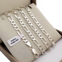 SREBRNY MĘSKI ŁAŃCUSZEK FIGARO 60cm/6,5mm + GRATIS